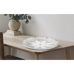 Taca dekoracyjna Mauro Ferretti Atene Polyresin White Wash Ø 35,5x4,4 cm Boho Chic