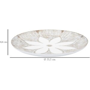 Taca dekoracyjna Mauro Ferretti Atene Polyresin White Wash Ø 35,5x4,4 cm Boho Chic
