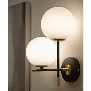 Mauro Ferretti lampa ścienna Darky podwójna E14 30x17x35 cm złoty biały czarny