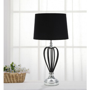 Mauro Ferretti Darky lampa stołowa srebrna E27 Ø 28x56 cm czarny srebrny