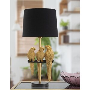 Mauro Ferretti lampa stołowa papugi E27 Ø 30x62,5 cm czarne złoto
