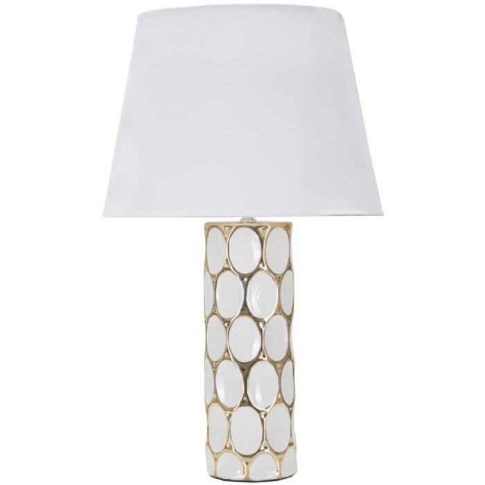 Lampa stołowa Mauro Ferretti Glam Carv E27 Ø 34,5x56 cm białe złoto