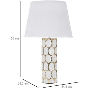 Lampa stołowa Mauro Ferretti Glam Carv E27 Ø 34,5x56 cm białe złoto