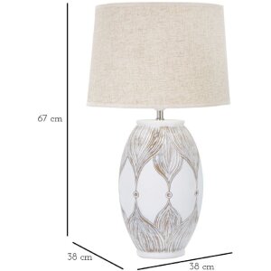 Mauro Ferretti lampa stołowa Atene owal E27 Ø 38x67 cm biały płukany brązowy