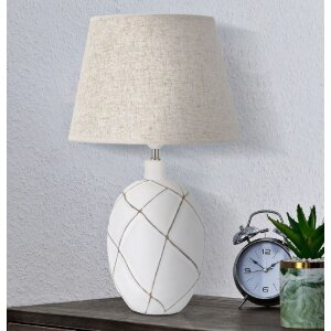 Lampa stołowa Mauro Ferretti linie E27 Ø 35x60 cm biała płukana