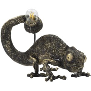 Mauro Ferretti lampa stołowa jaszczurka E14 37,5x16,5x22 cm czarne złoto
