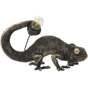 Mauro Ferretti lampa stołowa jaszczurka E14 37,5x16,5x22 cm czarne złoto