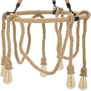 Mauro Ferretti lampa sufitowa okrąg linowy 6-światło E27 Ø 64x90 cm brązowy czarny