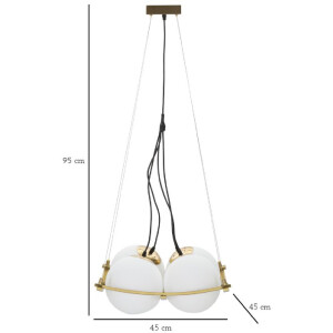 Mauro Ferretti lampa sufitowa Japan kwadrat 4 światła E27 45x45x20 cm złoty biały