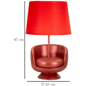 Lampa stołowa Mauro Ferretti mid-century E27 26x43 cm czerwona