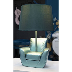 Lampa stołowa Mauro Ferretti mid-century E27 26x43 cm turkusowa