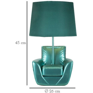 Lampa stołowa Mauro Ferretti mid-century E27 26x43 cm turkusowa