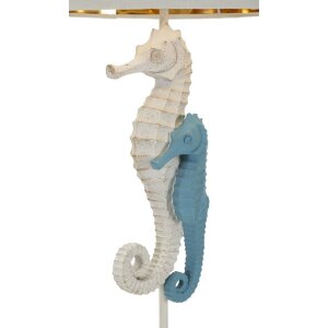 Mauro Ferretti Lampa Stołowa Konik morski Ø 30,5x66,5 cm biało-niebieska