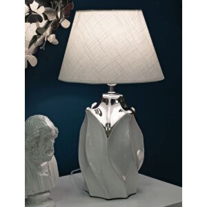 Mauro Ferretti Lampa Stołowa Shiney 30x51 cm Biała Srebrna