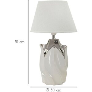 Mauro Ferretti Lampa Stołowa Shiney 30x51 cm Biała Srebrna