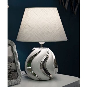 Mauro Ferretti Lampa Stołowa Shiney E27 30x42 cm biało-srebrna