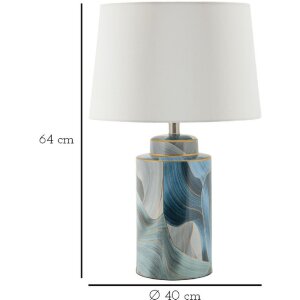 Mauro Ferretti Lampa Stołowa Ceramiczna Elegancja Niebieska Ø 40x64 cm