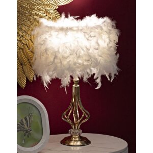 Mauro Ferretti Lampa Stołowa Tarty E27 25x54 cm Biało-Złota