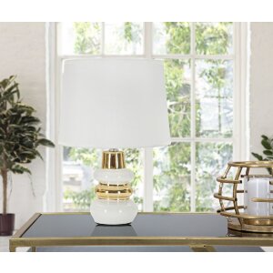 Mauro Ferretti Lampa stołowa Liara E14 23x32 cm biało-złota