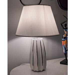 Mauro Ferretti Lampa stołowa Emmi E27 30x45 cm biało-srebrna