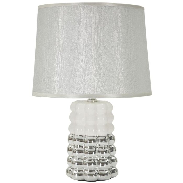 Mauro Ferretti Lampa stołowa Lace E14 23x33 cm biała srebrna
