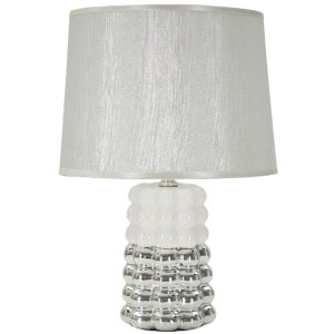 Mauro Ferretti Lampa stołowa Lace E14 23x33 cm biała srebrna