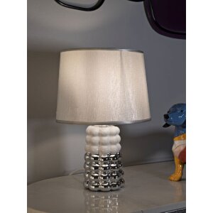Mauro Ferretti Lampa stołowa Lace E14 23x33 cm biała srebrna