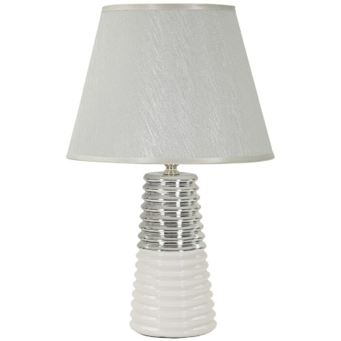 Mauro Ferretti Lampa Stołowa Candela E27 25x41 cm Biało-Srebrna