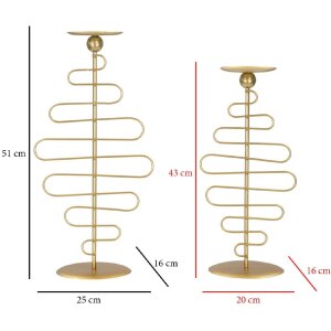 Mauro Ferretti Alid – Zestaw 2 świeczników złoty 25/20 cm