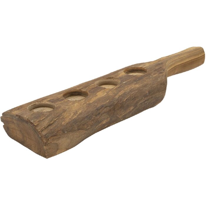 Mauro Ferretti Świecznik Teak 4-palnikowy 51x14x6 cm brązowy