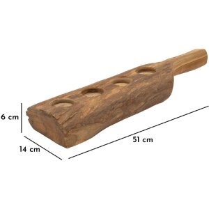 Mauro Ferretti Świecznik Teak 4-palnikowy 51x14x6 cm brązowy