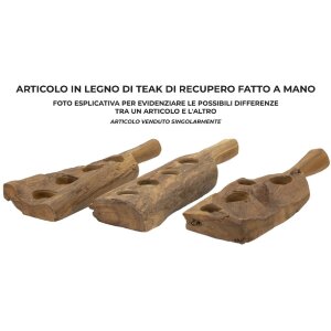 Mauro Ferretti Świecznik Teak 4-palnikowy 51x14x6 cm brązowy