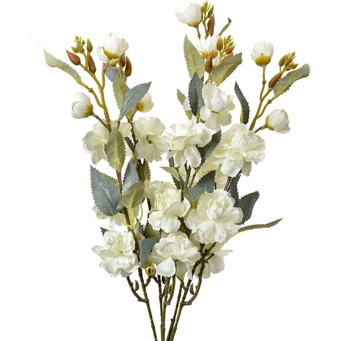 Clayre & Eef gałązka dekoracyjna białe kwiaty 51 cm plastik 10x10x51 cm