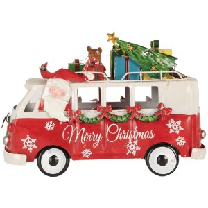 Clayre & Eef 6Y5855 Model autobusu LED czerwony biały 31x15x21 cm Zasilanie bateryjne