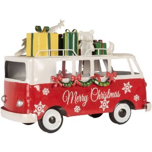 Clayre & Eef 6Y5855 Model autobusu LED czerwony biały 31x15x21 cm Zasilanie bateryjne