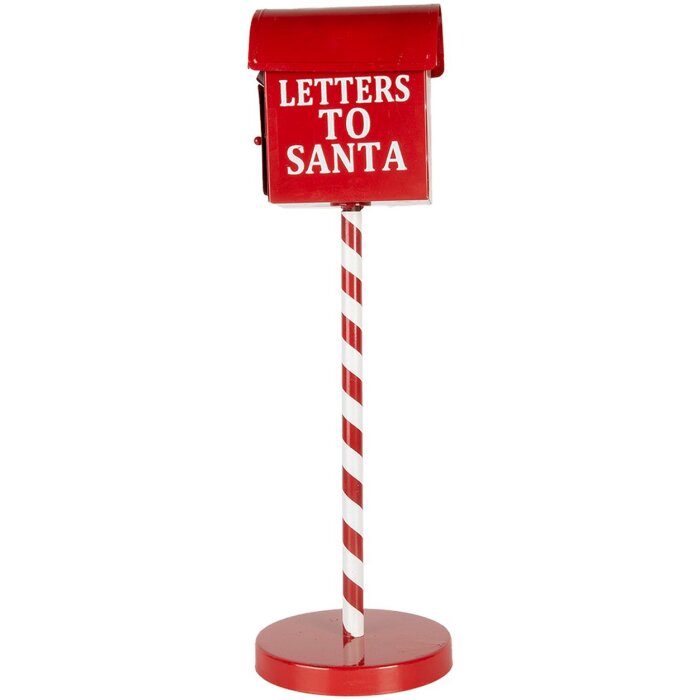Metalowa skrzynka na listy Clayre & Eef Letters to Santa Red Ø15x50cm w stylu wiejskim