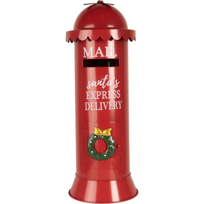 Clayre & Eef 6Y5859 Skrzynka na listy czerwona Ø19x52cm Mikołaj ekspresowa dostawa