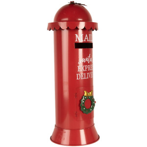 Clayre & Eef 6Y5859 Skrzynka na listy czerwona Ø19x52cm Mikołaj ekspresowa dostawa