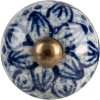 Gałka do drzwi Clayre & Eef Ceramiczna Niebieska Ø3cm Antyczny wzór do szuflad meblowych Drzwi
