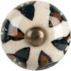 Clayre & Eef Ceramiczna gałka do drzwi Ø 3x3 cm Beżowo-czarna Vintage
