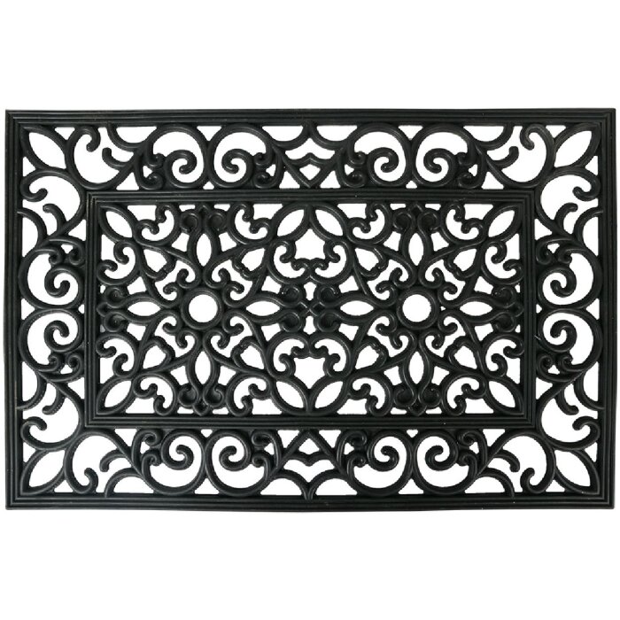 Clayre & Eef MC270 Mata do drzwi czarna 60x40x1 cm gumowa prostokątna Classic