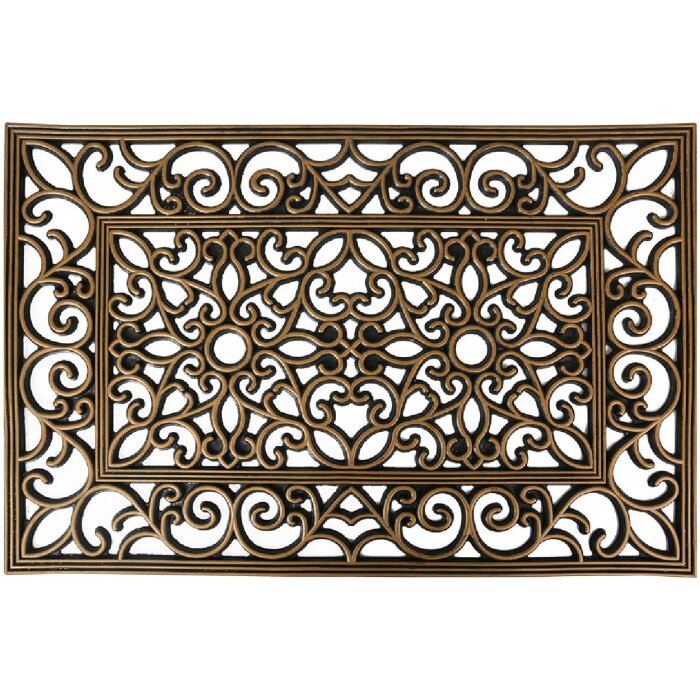Clayre & Eef MC271 Mata drzwiowa czarna ze złotymi akcentami 60x40 cm