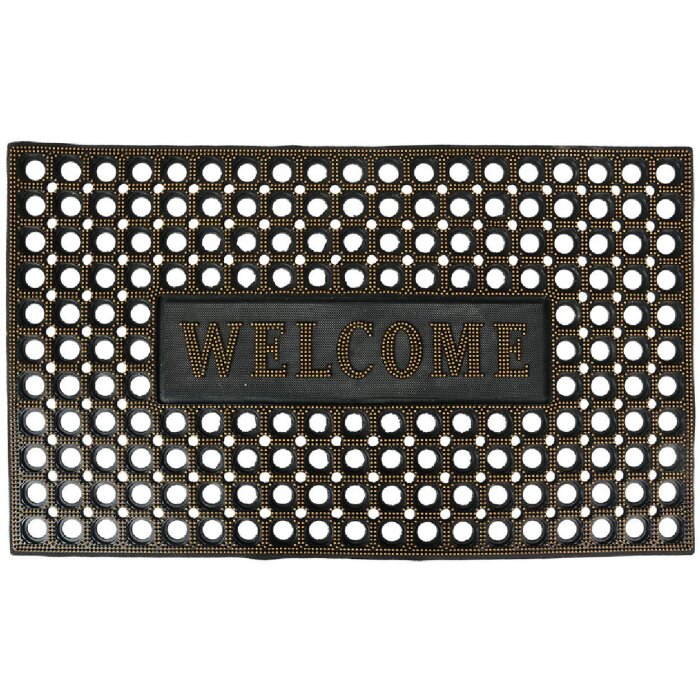 Clayre & Eef MC272 wycieraczka do drzwi czarne złoto 75x45x1 cm styl country