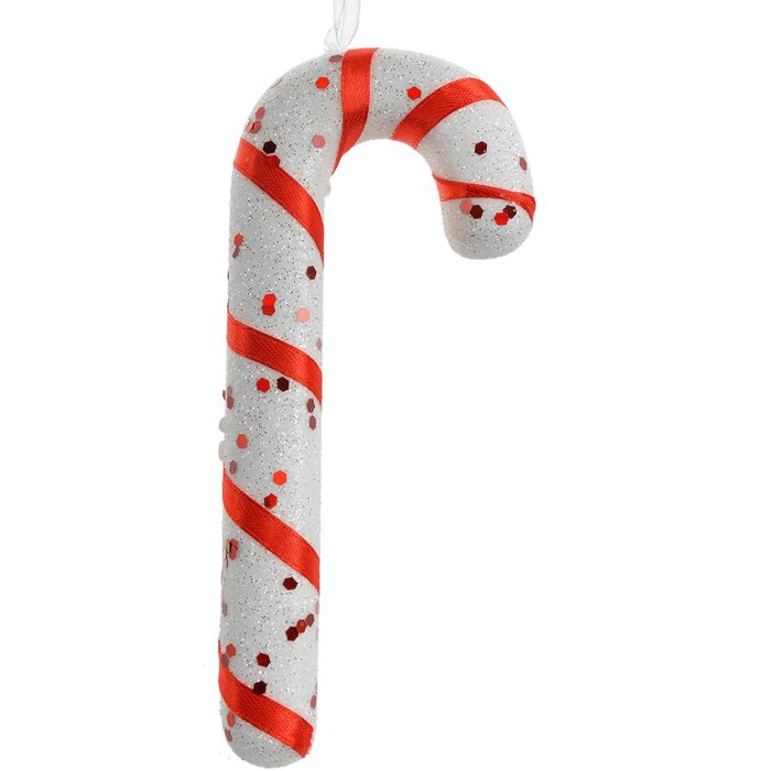 Clayre & Eef 66176 Wisiorek dekoracyjny Candy Cane 7x2x17 cm Biały Czerwony