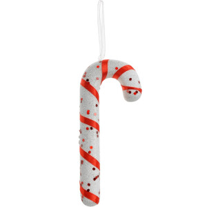 Clayre & Eef 66176 Wisiorek dekoracyjny Candy Cane 7x2x17 cm Biały Czerwony