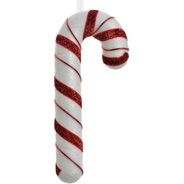 Clayre & Eef Wisiorek dekoracyjny Candy Cane Biały Czerwony 8x3x20 cm