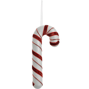 Clayre & Eef Wisiorek dekoracyjny Candy Cane Biały Czerwony 8x3x20 cm