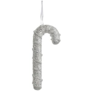 Clayre & Eef 66178 Wisiorek Candy Cane Biały 7x2x17 cm Plastikowy brokat