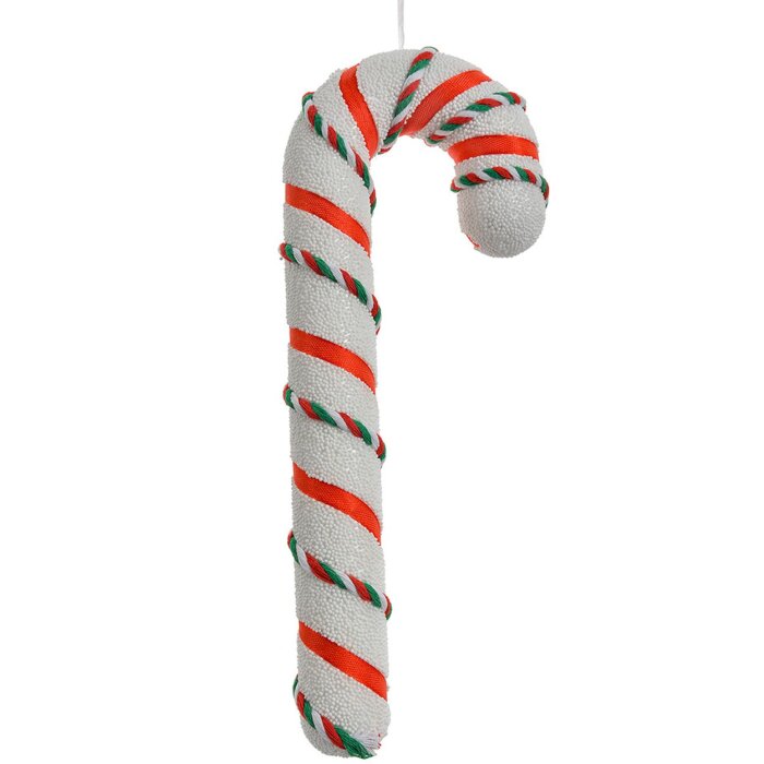 Clayre & Eef Dekoracja świąteczna laska cukrowa biało-czerwona 26 cm plastikowa