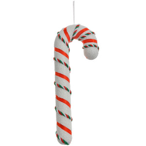 Clayre & Eef Dekoracja świąteczna laska cukrowa biało-czerwona 26 cm plastikowa